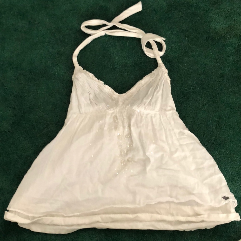 White detailed halter top!